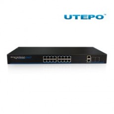 UTEPO, 16 FE port PoE Switch unmanaged 2 GIGA 1 SFP 250m