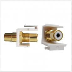 VERTICAL Jack RCA Hembra doble, BLANCO, GOLD KEYSTONE